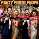 24 Designs Movie Party Photo Booth Props Double Sided 11.02 x 5.51''