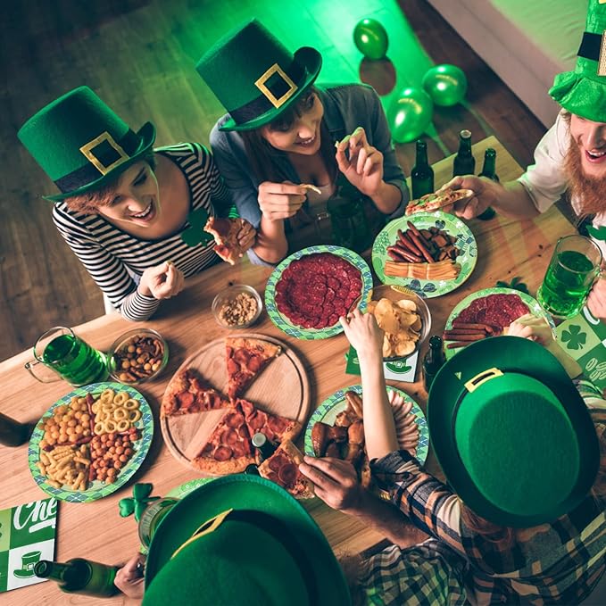 180PCS St Patrick's Day Party Supplies Shamrock Paper Plates &