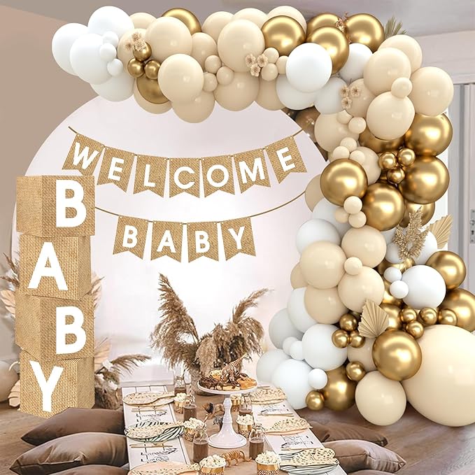 Boho Baby Shower Decorations 97Pcs Burlap Grain Baby Boxes Nude and