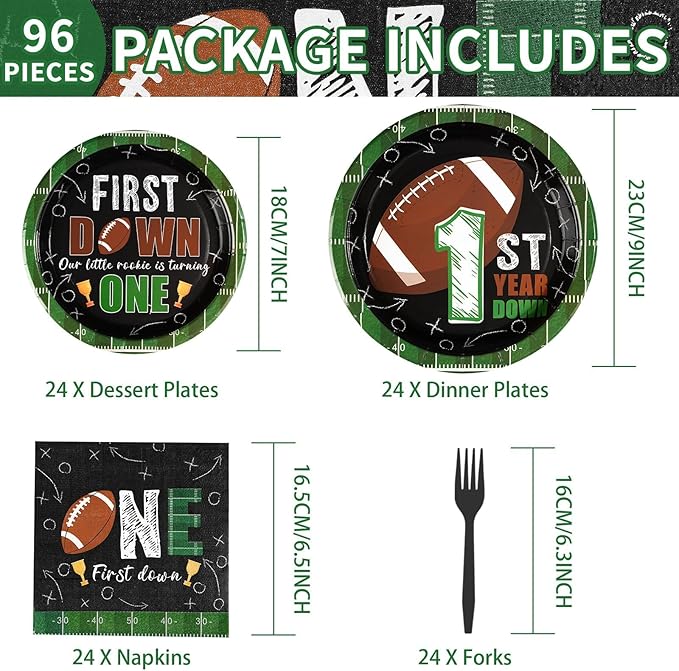 96Pcs Football Party Decorations First Down Football Birthday Party