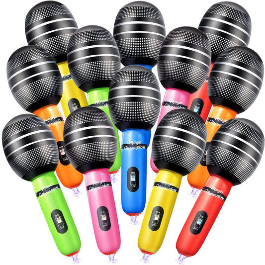 Sumind 30 Pcs Inflatable Microphones 9.4 Inch Blow up Plastic Fake