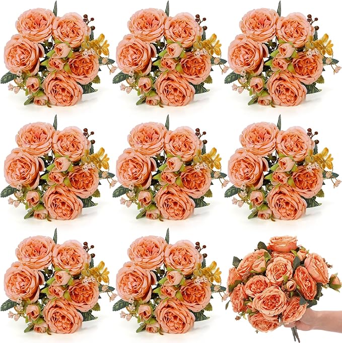 8 Bundles Artificial Peonies Flowers Boho Faux Flowers Arrangements Ar