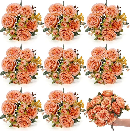 8 Bundles Artificial Peonies Flowers Boho Faux Flowers Arrangements Ar