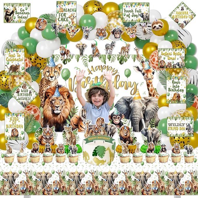Safari Birthday Decorations 140Pcs Zoo Jungle Animal Theme Party