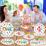 96pcs Rainbow 1st Birthday Plates and Napkins Confetti Happy