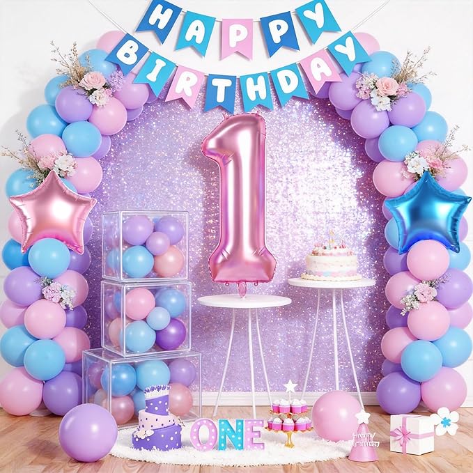 1st Birthday Decorations, 40 Inch Pink Number 1 Balloon, 18 Inch Foil