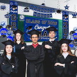 Graduation Decorations Blue Party Decor Set include Congrats Grad