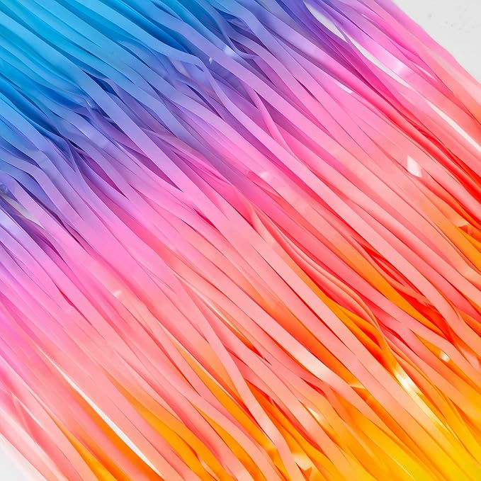 BRAVESHINE Colourful Tinsel Fringe Curtains - 2Pcs 3.2x8.2ft Holidays