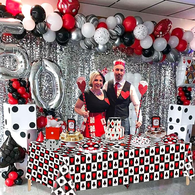 81Pcs Casino Party Decorations Poker Party Tableware Set Includes