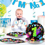 96 Pcs Monster 1st Birthday Party Supplies Little Monster Plates and