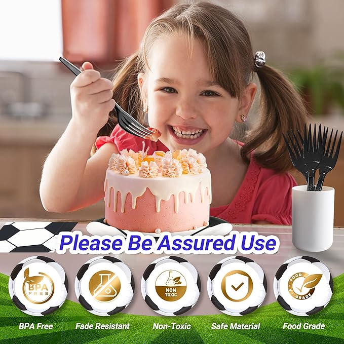 120 Pcs Soccer Party Supplies Bundle Paper Plates Napkins Forks