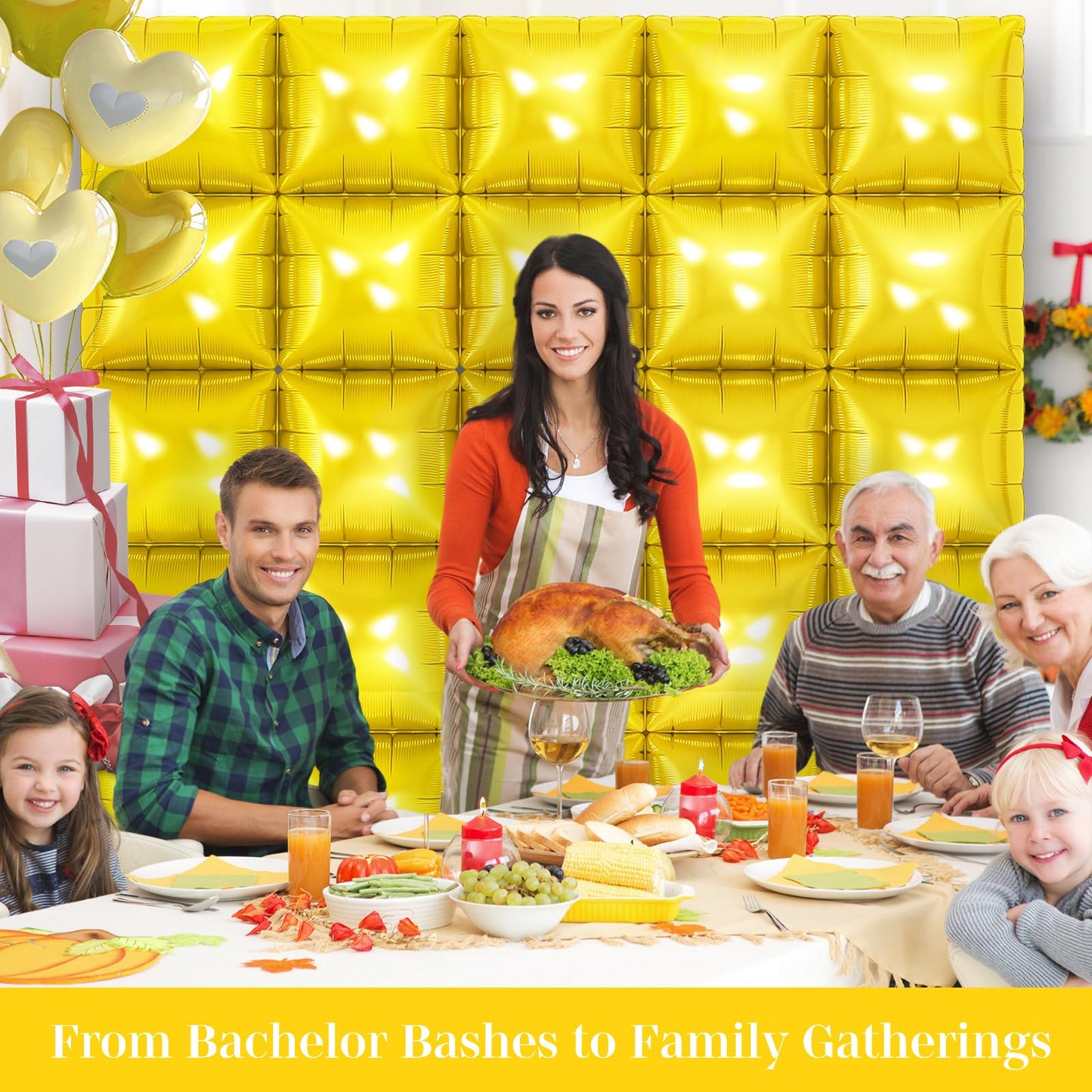 Gold Square Foil Balloons 25 Pcs Metallic Gold Balloons Wall Backdrop