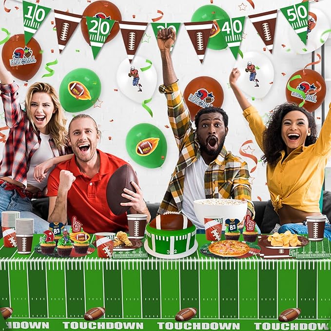 140PCS Football Party Supplies Tableware Set Serve 24 Football