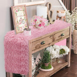 yuboo Pink Fur Table Runner 72 inches, Fluffy Pink Preppy Girly