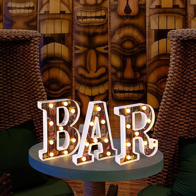 8.6 X6.7 x 1.5 Inch Tiki Bar Sign Tiki Party Table Decorations