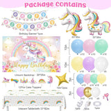 142Pcs Pastel Unicorn Party Decorations Birthday Supplies for Girls