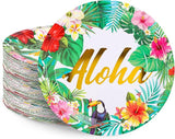 Paper Plates 9 Inch Disposable Tropical Hawaiian Luau Design 40Pcs