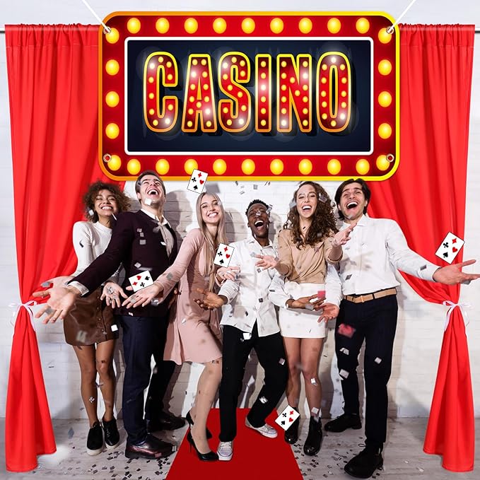 4 Pcs Casino Night Party Entryway Banner Decorations Casino Theme