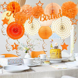 Orange Birthday Party-Decorations - 29pcs Orange Beige FAL Boho Party