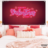Happy Valentines Day Banner XtraLarge 72x44 Inch Neon Valentines Day