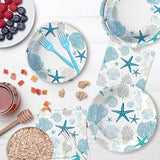 96Pcs Coastal Beach Party Decorations Blue Seashell Starfish Coral