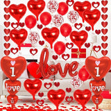 Valentines Day Decorations with I Love You and Red Heart Foil