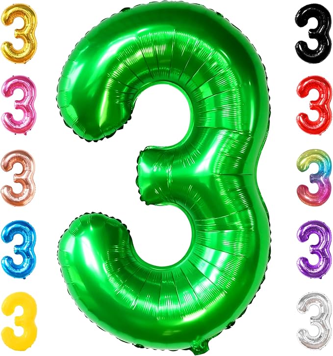 KatchOn, Giant Green Number 3 Balloon - 40 Inch | Three Rex Birthday