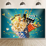 10x5ft Movie Night Party Backdrop for Photo Tickets Popcorn Movie