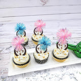 Gyufise 30Pcs Foil Firework Cupcake Toppers Sparkle Tinsel Cake #24
