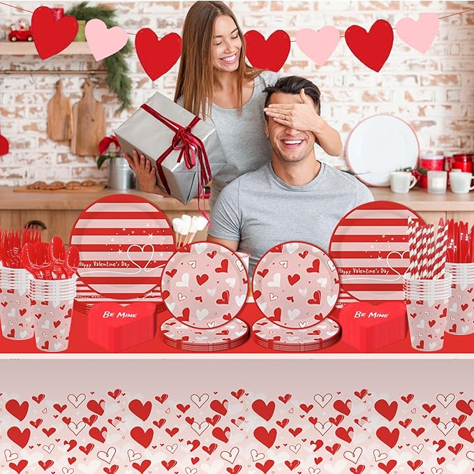 194Pcs Valentine's Day Party Decorations Valentines Day Plates and