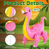 10 Pcs Giant Dinosaur Balloons 4d Dino Aluminum Foil Self Standing