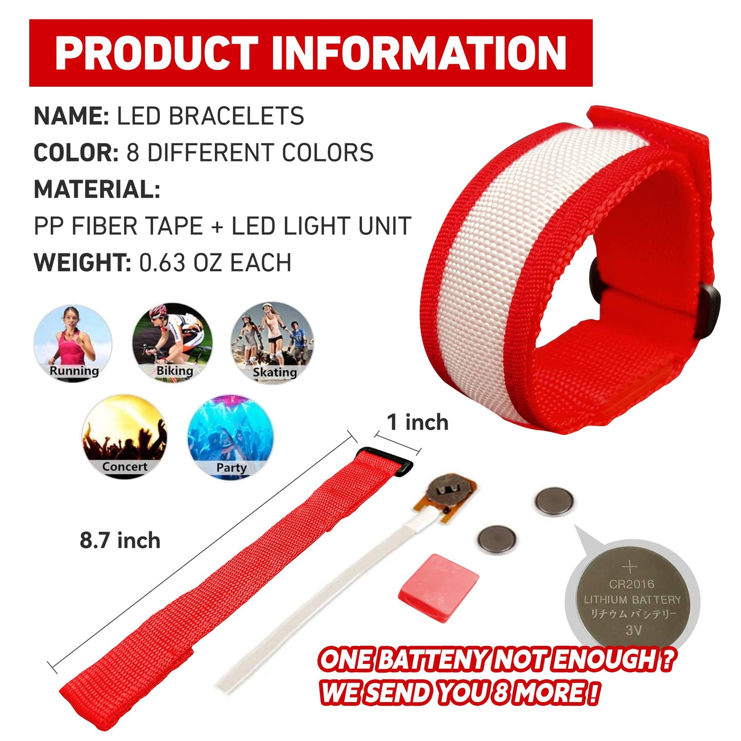 KIRALUMI 8 PCS LED Glow Bracelets, Light Up Bracelets for Kids Adults