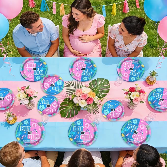 96Pcs Hawaiian Party Decorations Hawaii Tropical Cartoon Plates and