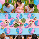 96Pcs Hawaiian Party Decorations Hawaii Tropical Cartoon Plates and