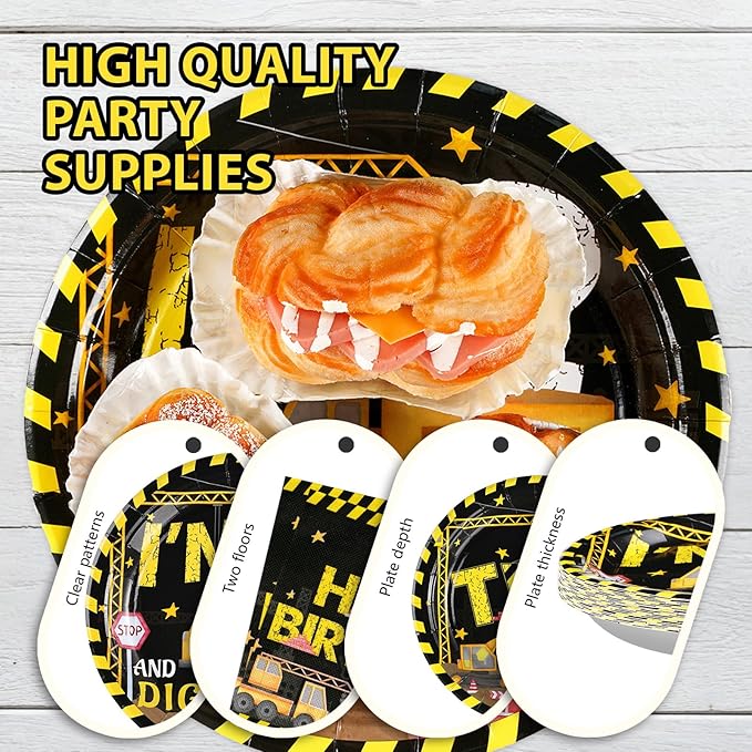 96Pcs Construction 2nd Birthday Party Supplies Construction Truck
