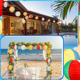 12 Pcs 8 Inch Beach Ball Paper Lanterns Pool Party Decorations