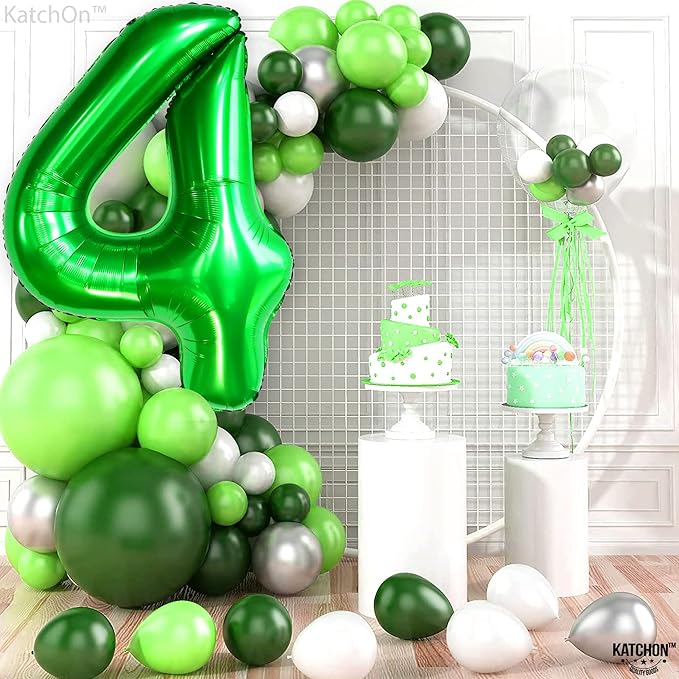 KatchOn, Dark Green Number 4 Balloons - 40 Inch | 4 balloon Green for
