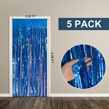 5 Pack Foil Curtain Backdrop Blue Metallic Tinsel Foil Fringe