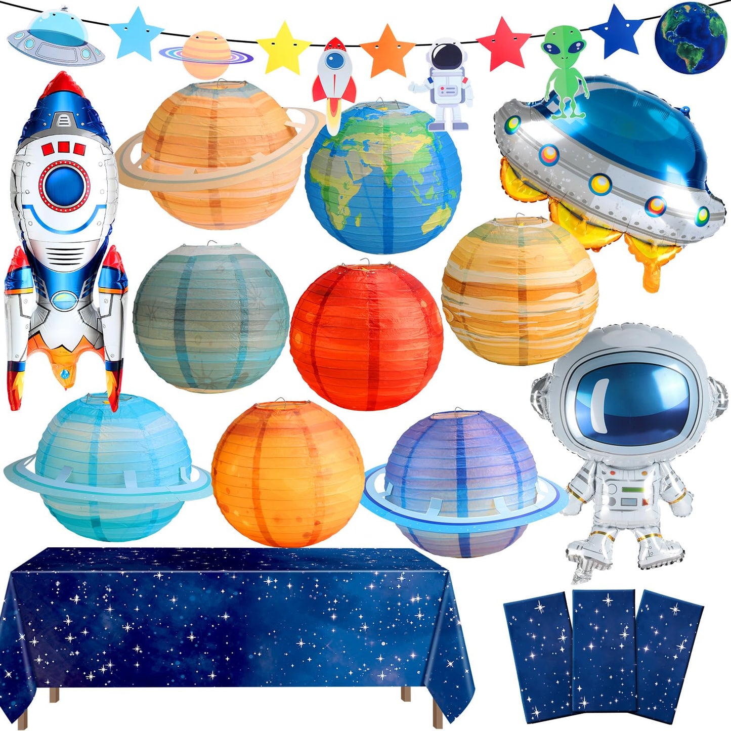Sotiff 16 Pcs Outer Space Birthday Themed Party Decorations Supplies