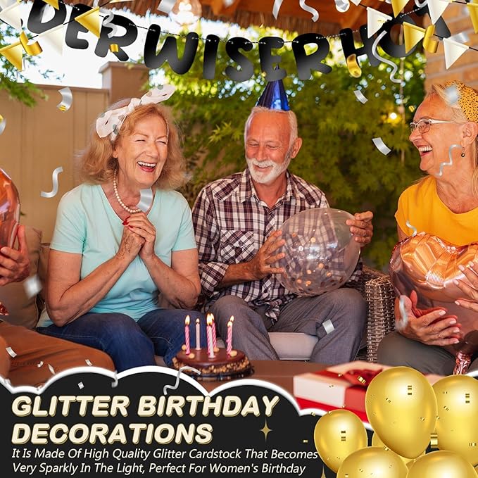 Fulmoon Set of 3 Pre Strung Older Wiser Hotter Glitter Banner Funny #1