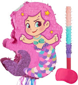 Foldable Mermaid Piñata Pull String Mermaid Birthday Party