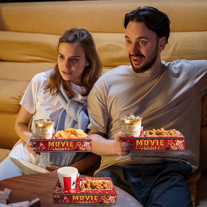20 Pcs Movie Night Paper Snack Trays Movie Night Party Favors Cinema