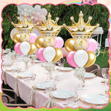 Seematn 2 Set Princess Balloon Stand Kits Pink Gold Crown Balloons