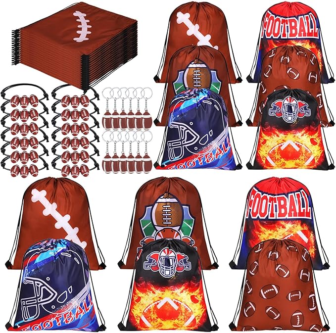 36 Pcs Football Party Favors 12 Football Drawstring Gift Bags Team