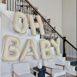 40 Inch Beige OH BABY Balloon for Baby Shower, Large Cream White Oh