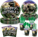 192 Pcs Dinosaur Birthday Party Supplies Jurassic Dinosaur Plates