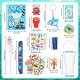 172 Pcs Under the Sea Party Favors Set Include Cup Straw Stamp Clap