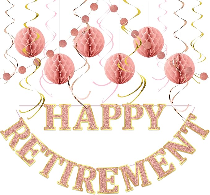 Retirement Party Decorations Kit for Women 17 Piece Elegant Rose