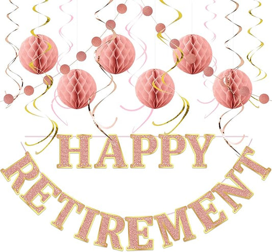 Retirement Party Decorations Kit for Women 17 Piece Elegant Rose