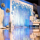 BRAVESHINE Blue Tinsel Foil Fringe Curtains - 2Pcs 3.2x8.2 ft